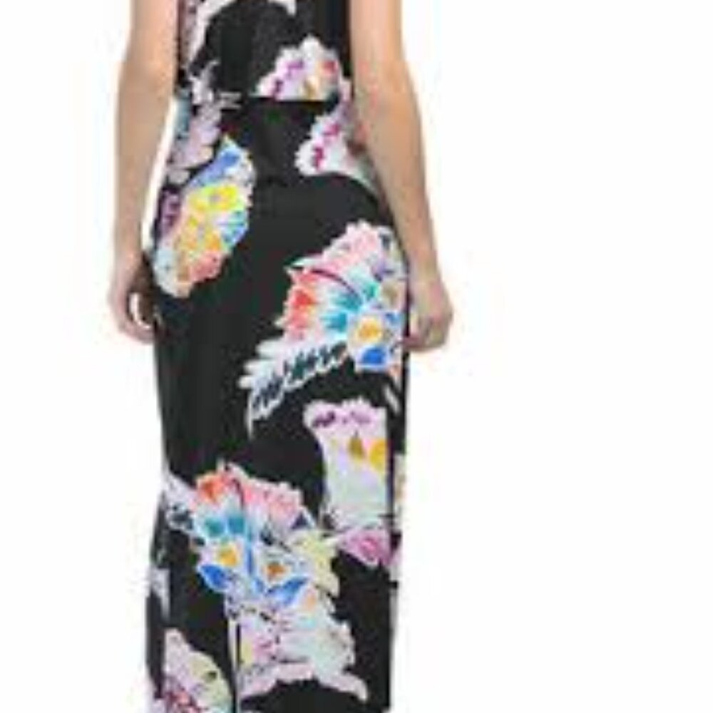 Trina Turk Seychelles Floral Maxi Halter Dress Swim CoverUp Resortwear Size S - Picture 2 of 4